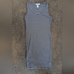 Motherhood Maternity Black and White Striped Midi Dress